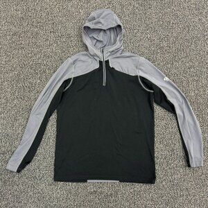 Mountain Hardwear 1/4 Zip Hooded Running shirt Mens Medium Grey Black